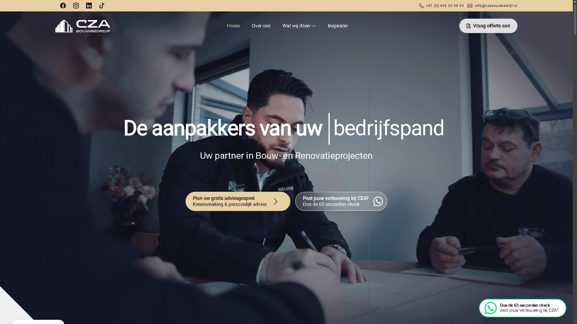 CZA Bouwbedrijf website by Weblyfe